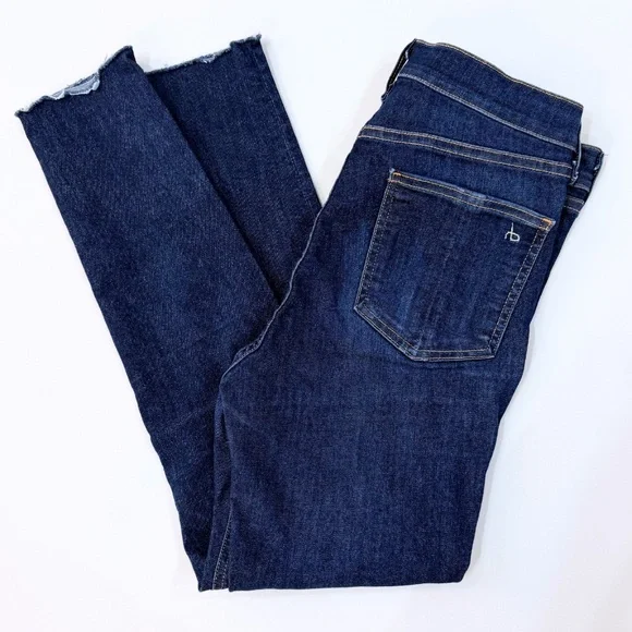 rag & bone 10 Inch Ankle Skinny Raw Hem Jeans Mad River Dark Wash Denim 29 - Picture 6 of 8